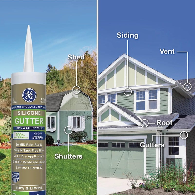 GE GE50G01 10.1 oz Clear Gutter Caulk - Image 5